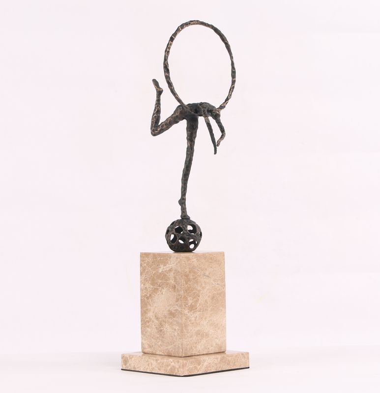 Abstract Bronze Sculpture on Marble Base