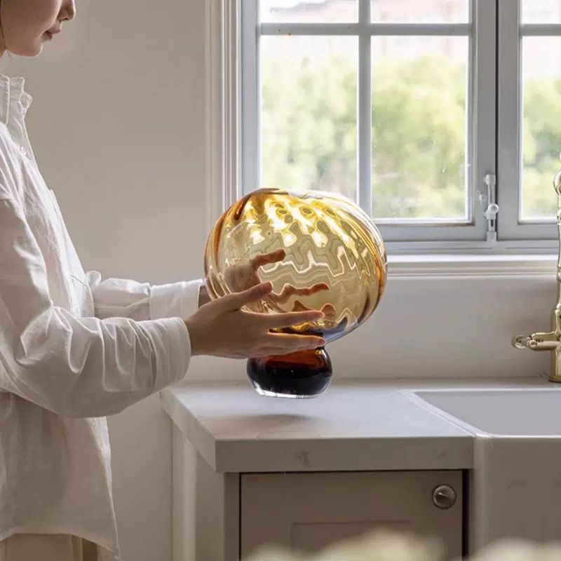 Amber Swirl Art Glass Vase