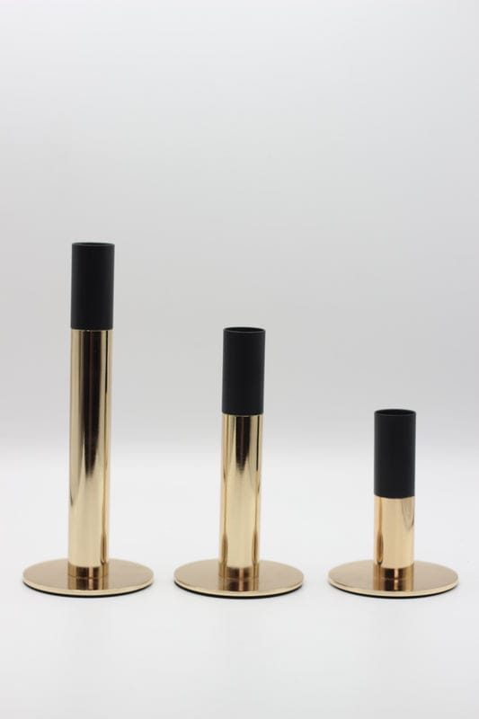 Modern Gold & Black Metal Candle Holder SET OF 3