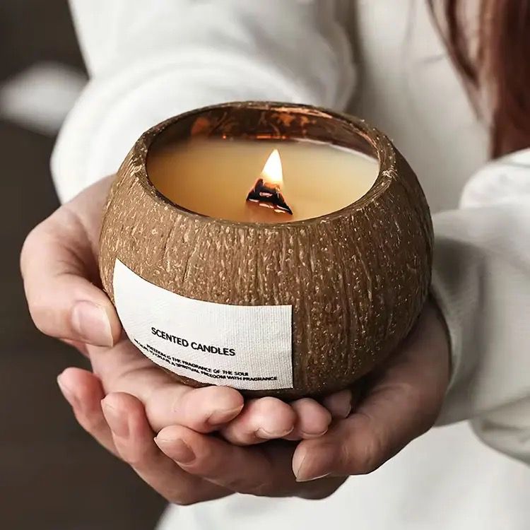 Set Of 2 Natural Coconut Candle Wicker