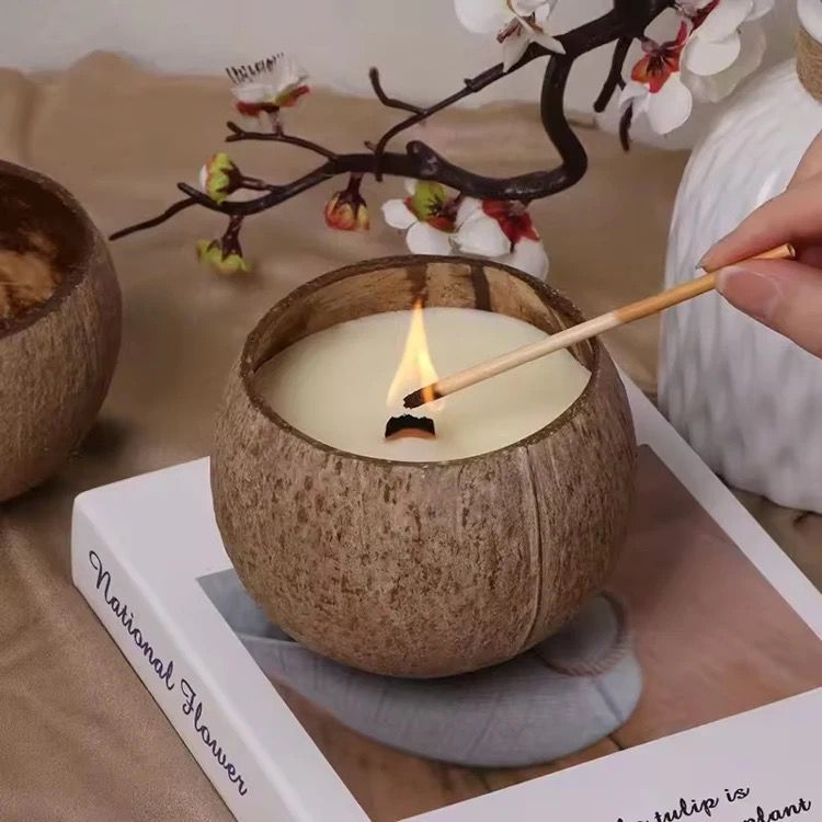 Set Of 2 Natural Coconut Candle Wicker