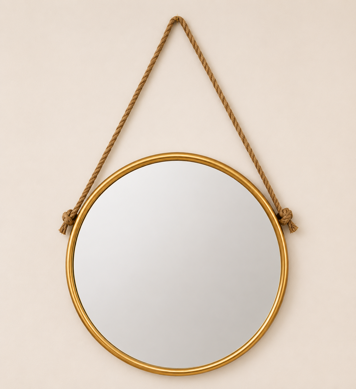 Round Gold Rope Hanging Mirror