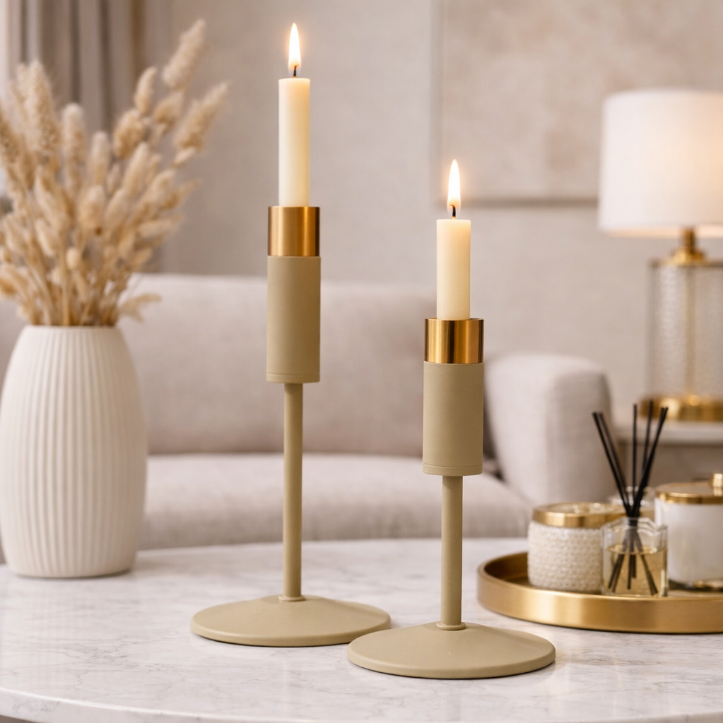 Elegant Gold Candle Holders - SET OF 2