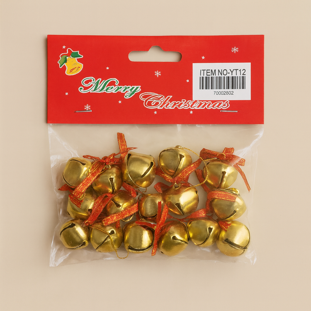 Golden Christmas Bells pack of 2
