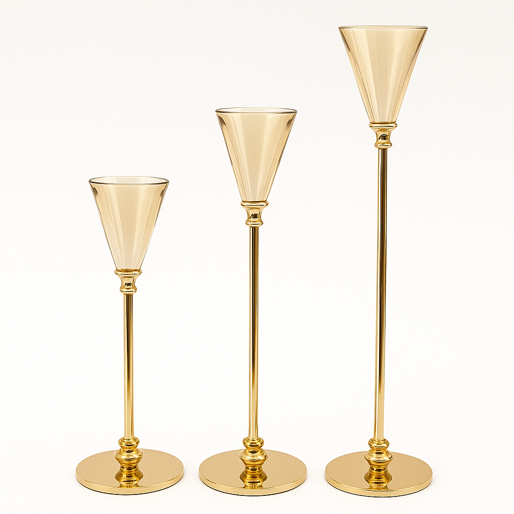 Crystal Modern Candle Holders -set of 3