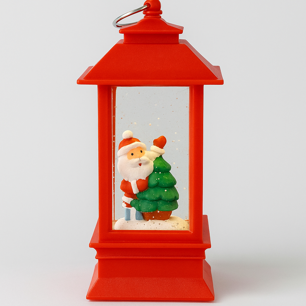 Lighted Christmas Lanterns with Santa Decor - Pack Of 2 (10cm)