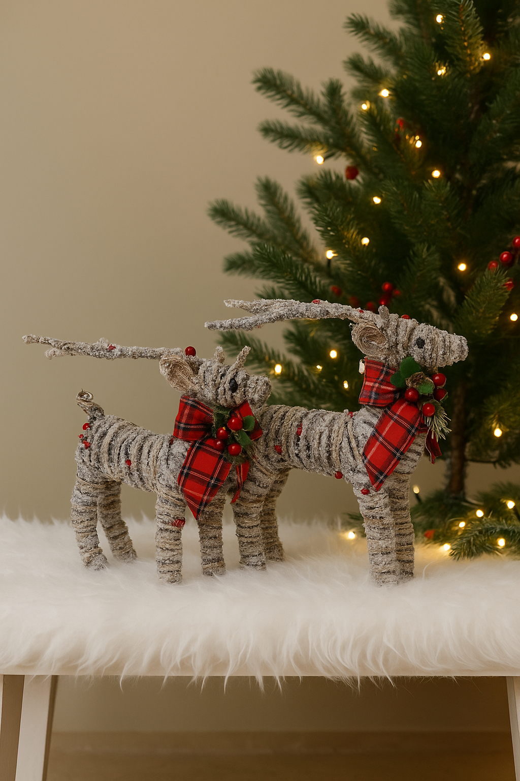 Elegant Frosted Reindeer Christmas Décor-set of 2