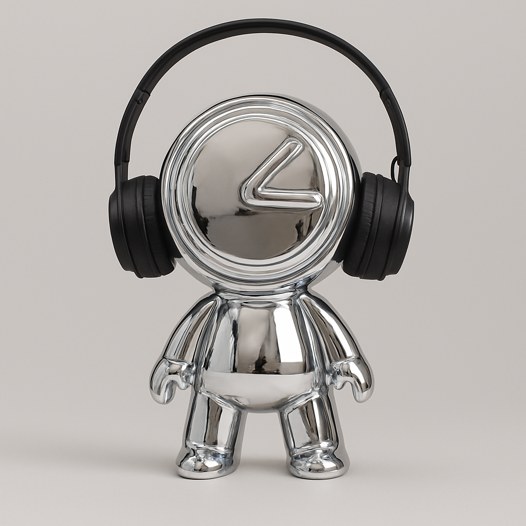 Silver Headphone Figurine