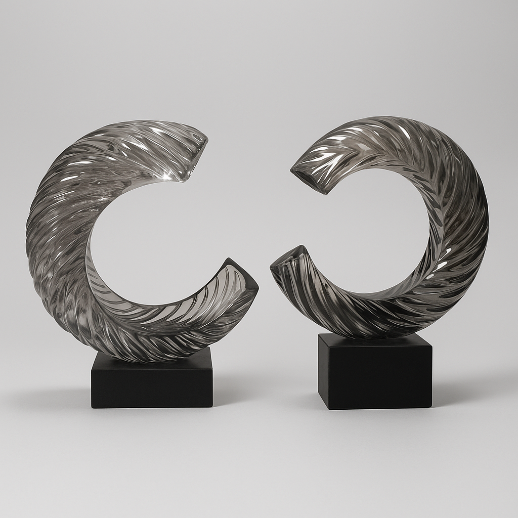 Modern Abstract Decorative Sculpture – Marble Base Accent