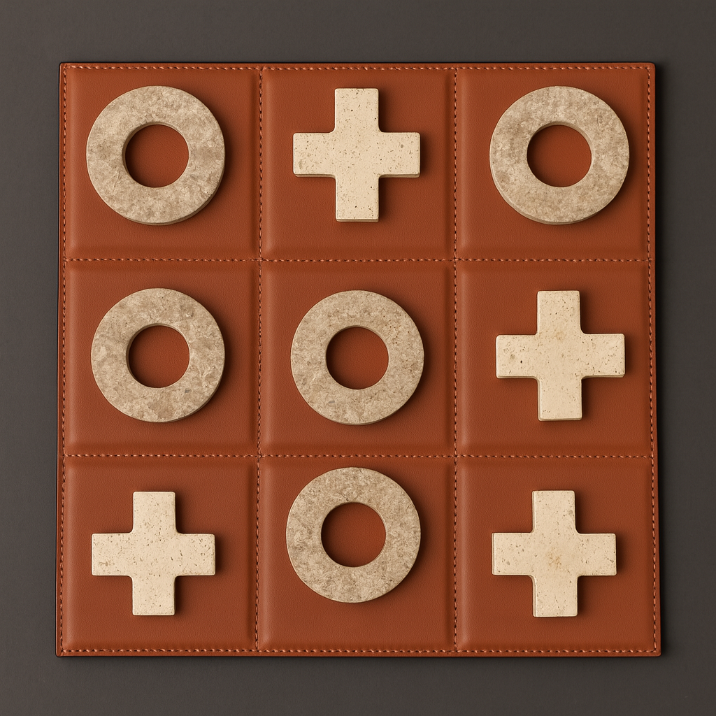 Luxury Leather & Travertine marble Tic Tac Toe