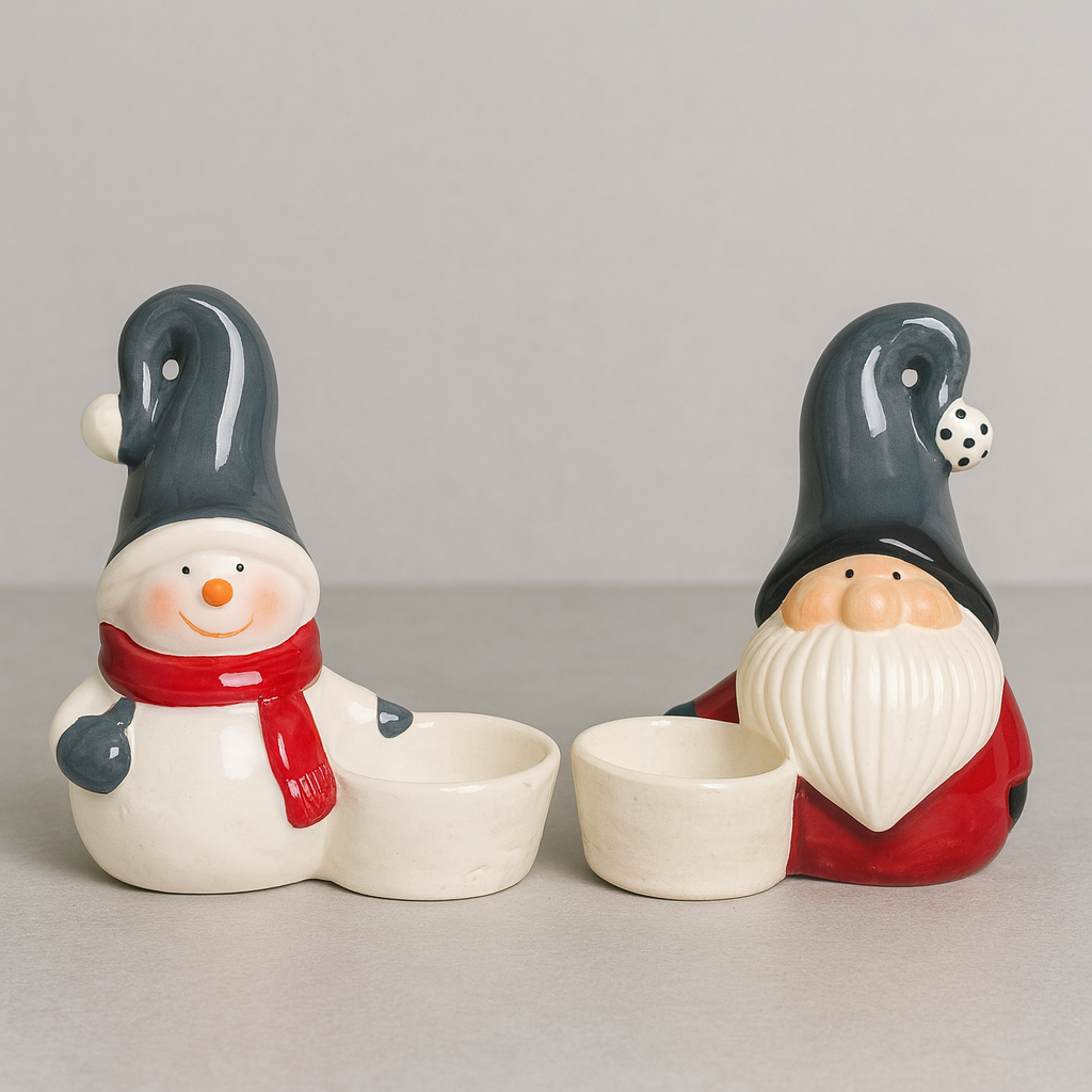 Christmas Ceramic Candle Holders -set of 2