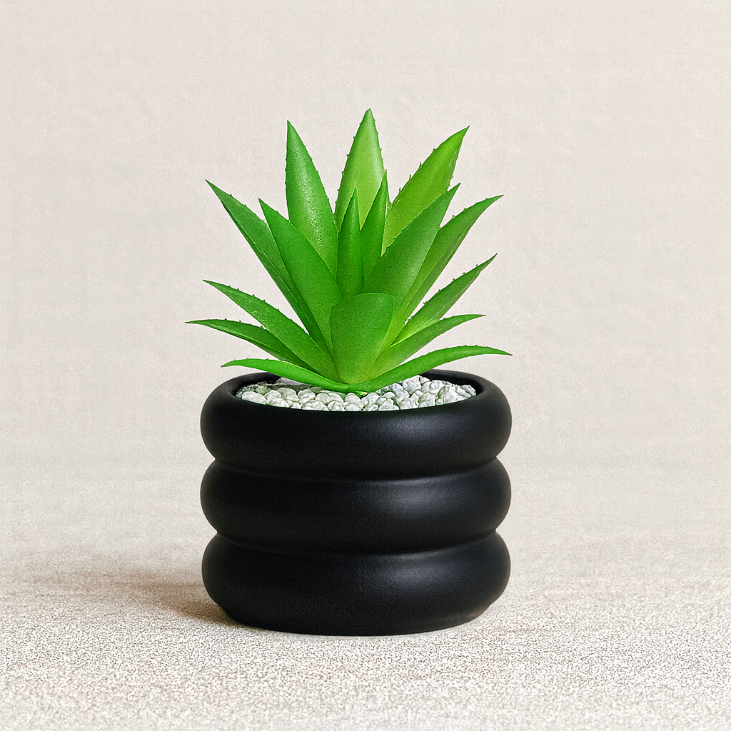Artificial Decorative Plant in a Modern Round Pot - PACK OF 3