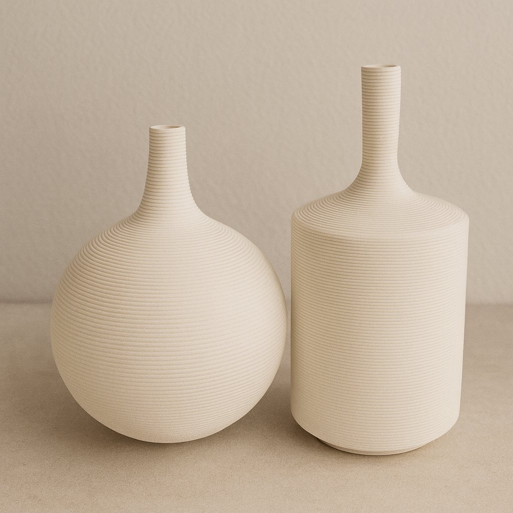 Decorative Vase Set with Soft Lines | Refined Minimal Style