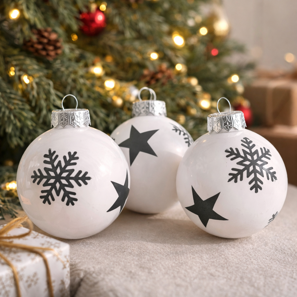 Modern Christmas Ornament Baubles pack of 2