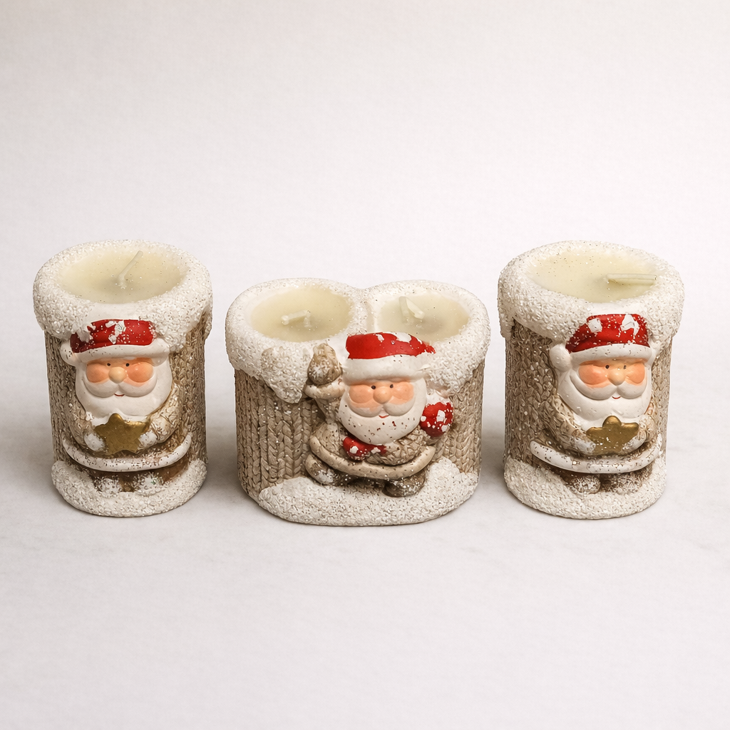 Santa Christmas Candle Set of 3