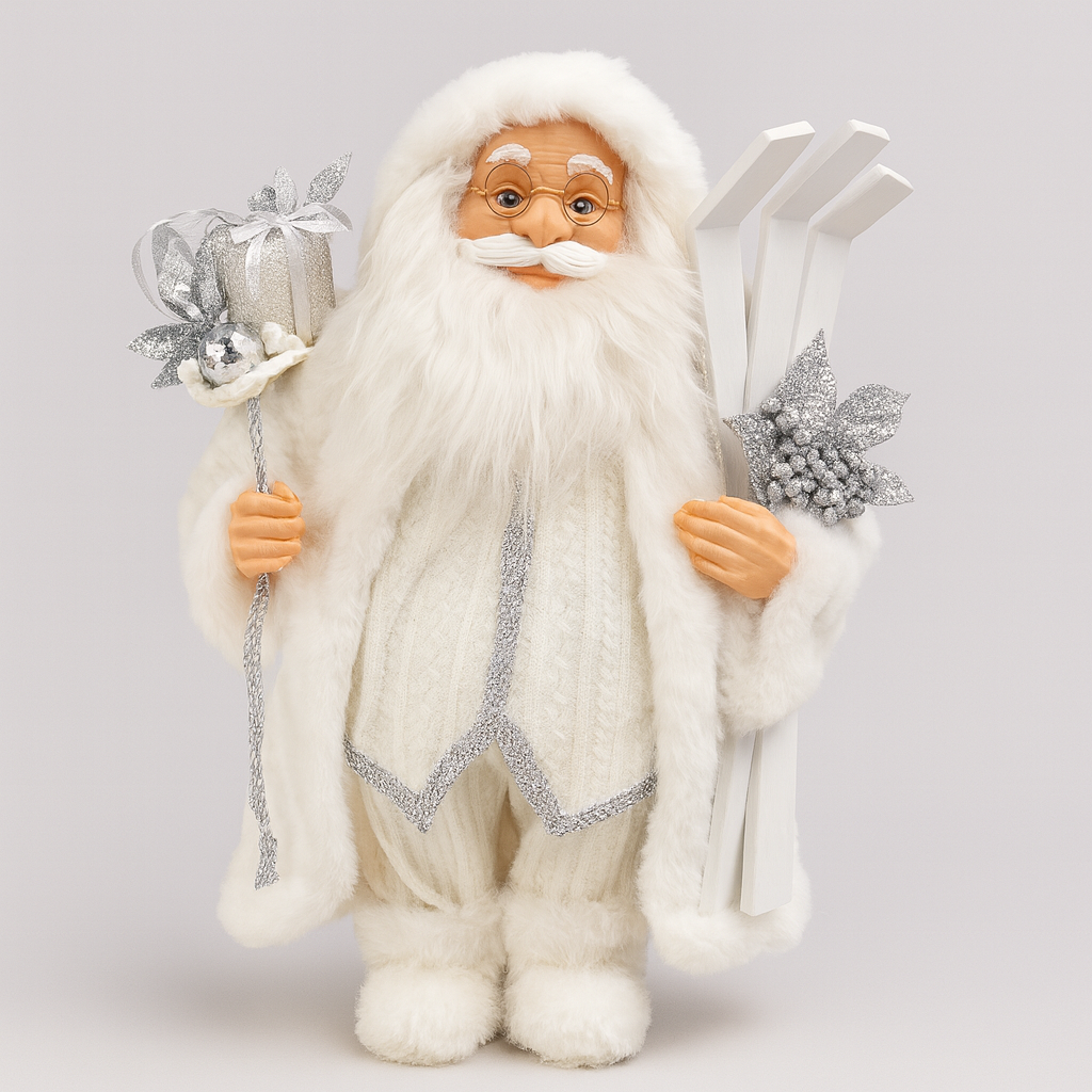 White Santa Claus Figurine – Elegant Christmas Decor