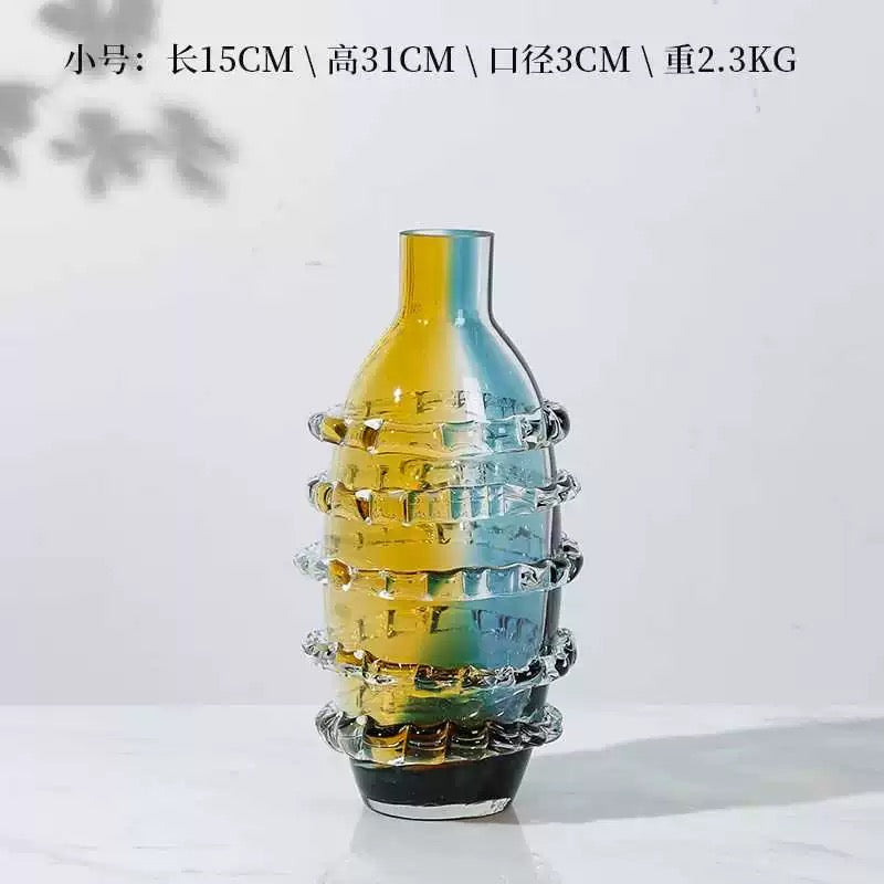 Colored Prominent Glass Vase - Set Of 2