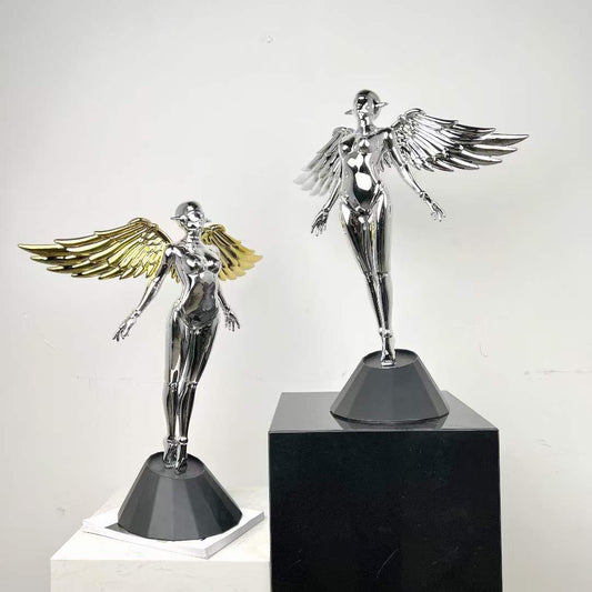 Angel Woman Sculpture- Gold & Black