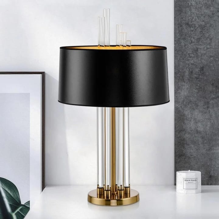 Modern Table Lamp with Glass Base & Gold Accent