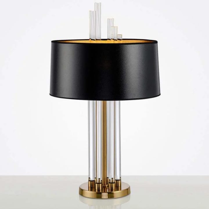 Modern Table Lamp with Glass Base & Gold Accent