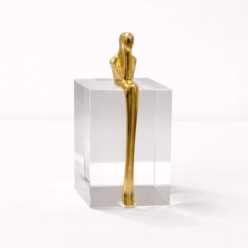 Gold Sculptures on Crystal Base - Set