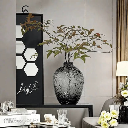 Set of 2 Black Glass Vases