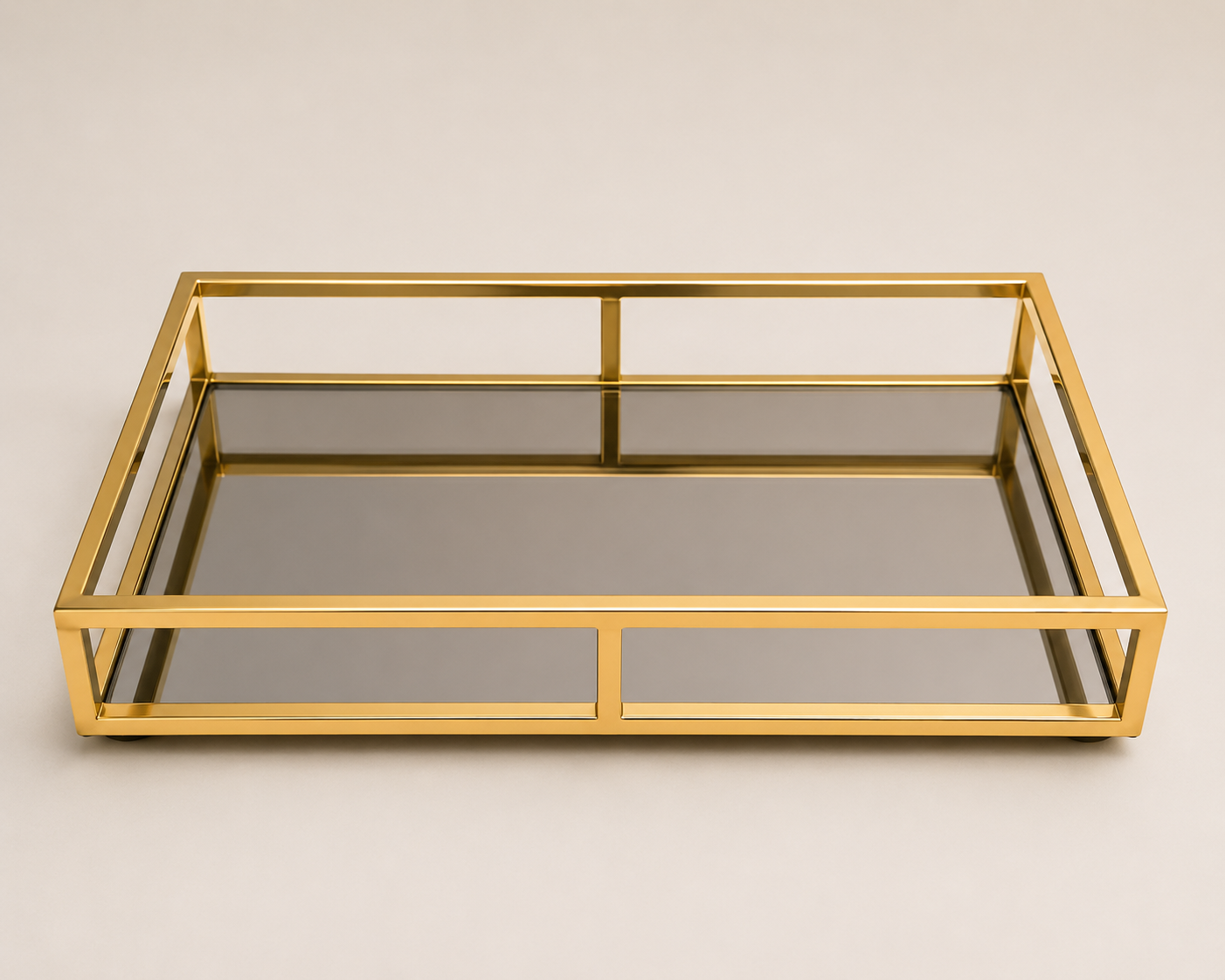Elegant Gold Glass Decorative Tray