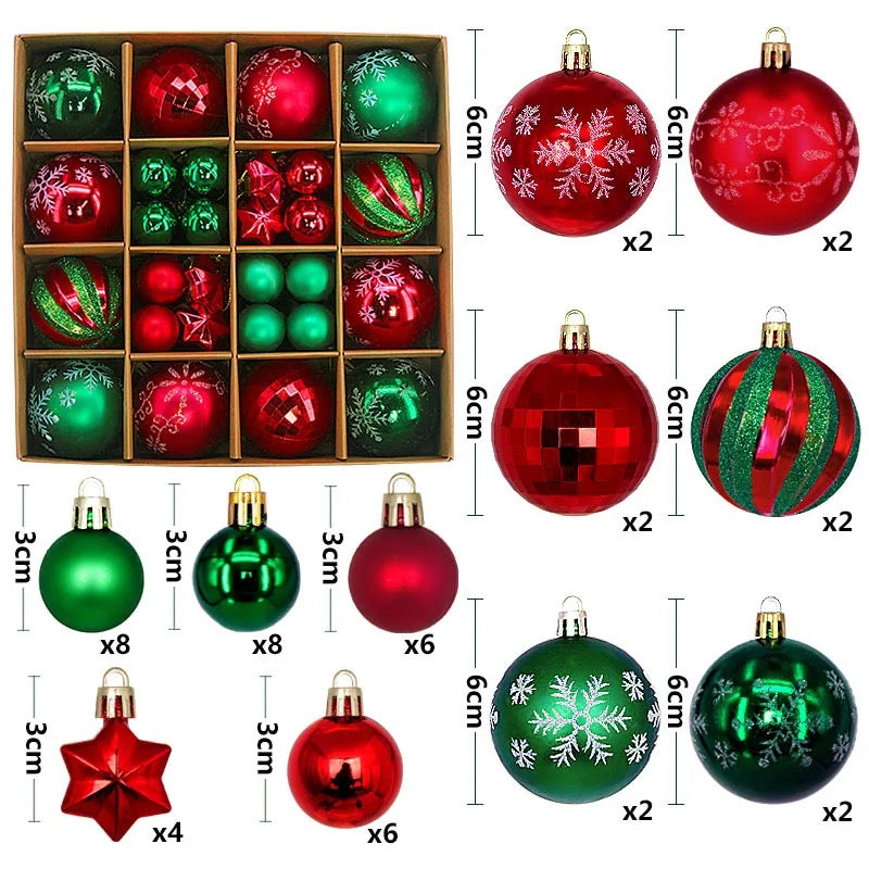 Pack Of 44 Mix Christmas Hanged Balls