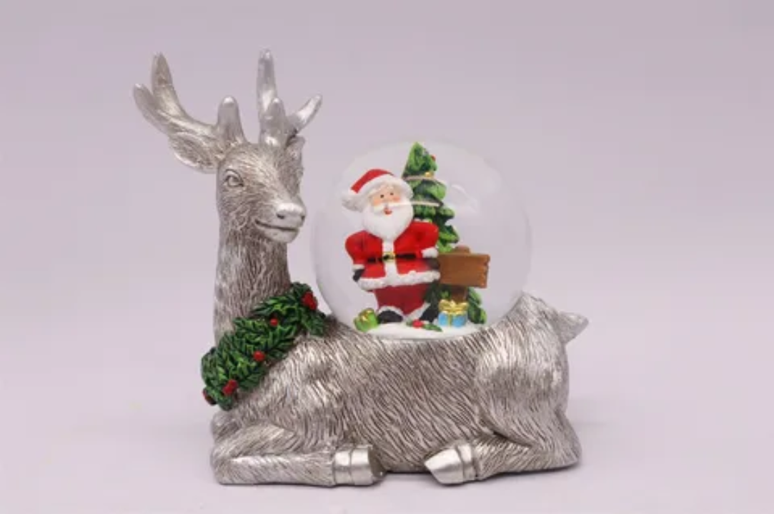 Crystal Reindeer Snow Globe Pack Of 2