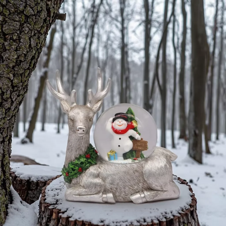 Crystal Reindeer Snow Globe Pack Of 2