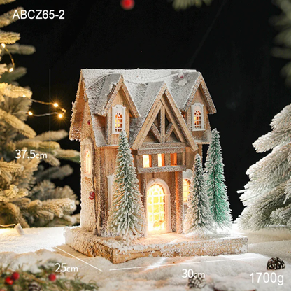 Illuminated Snowy Decorative House
