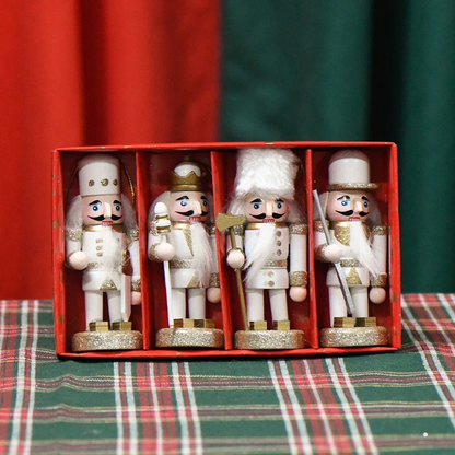 White & Gold Wooden Nutcracker Set of 4