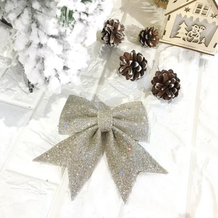 Sparkling Christmas Decorative Bow - set of 3