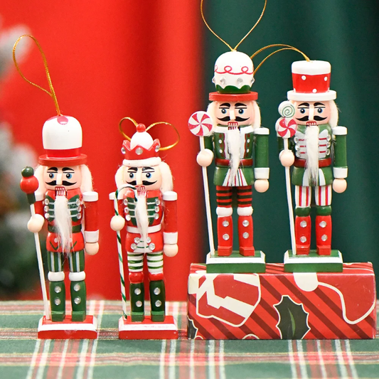 Candy-Themed Wooden Nutcracker Set of 4
