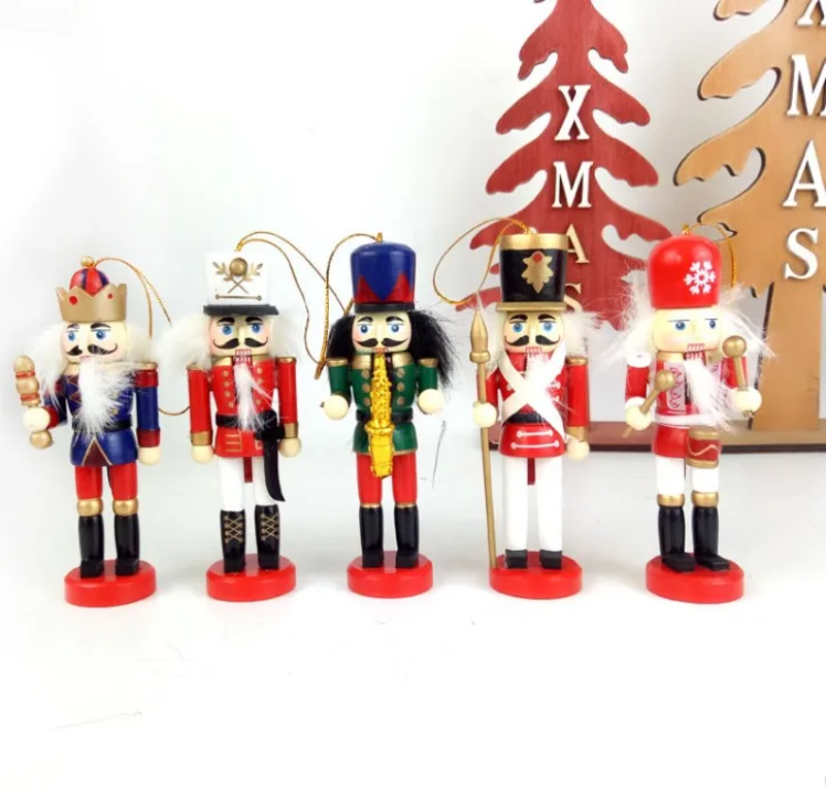 Multicolor Wooden Nutcracker Ornament Set of 5 - 15cm