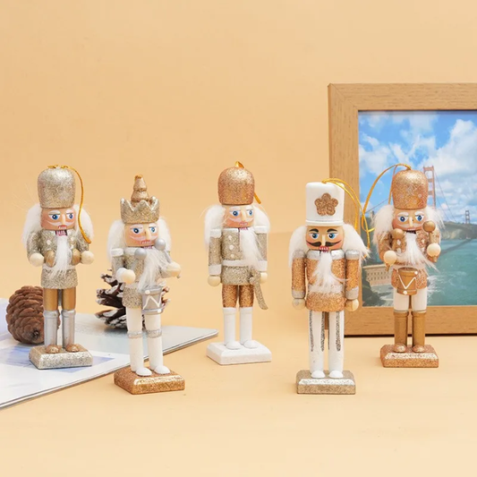 Gold & Silver Wooden Nutcracker Set of 5