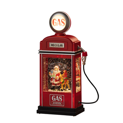 Illuminated Gas Station Snow-Effect Décor with USB