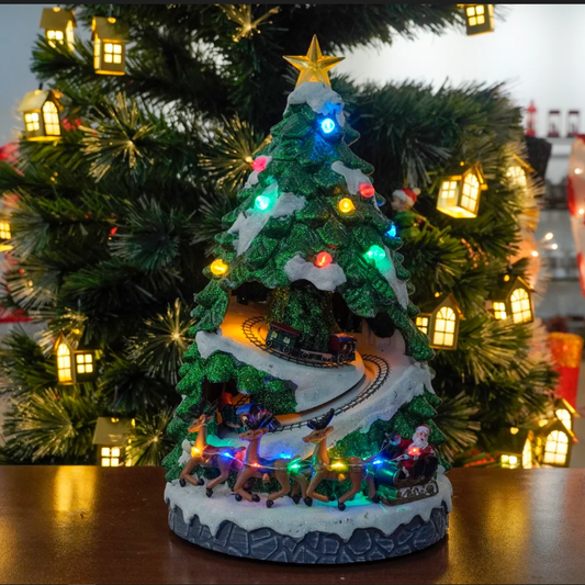 LED Christmas Tree with Moving Train Decoration With USB 45cm