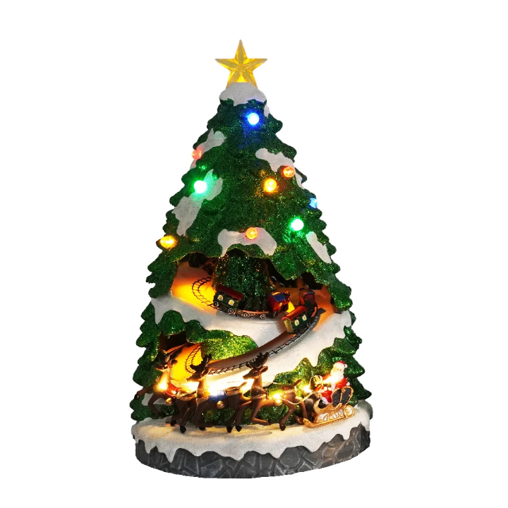 LED Christmas Tree with Moving Train Decoration With USB 45cm