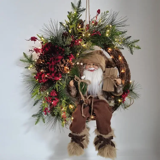 Rustic Santa Christmas Wreath