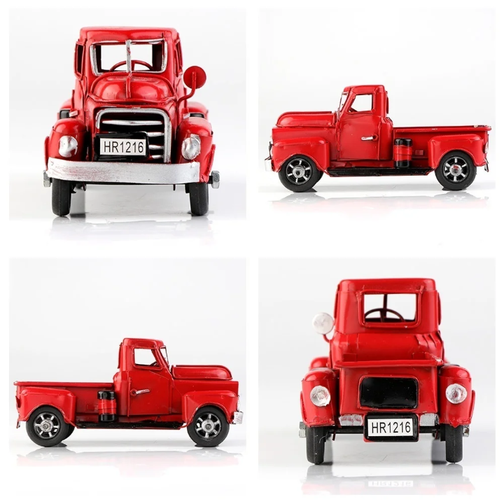 Red Metal Christmas Decorative Truck