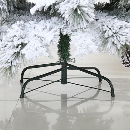 Snow-Frosted Christmas Tree with Pinecones