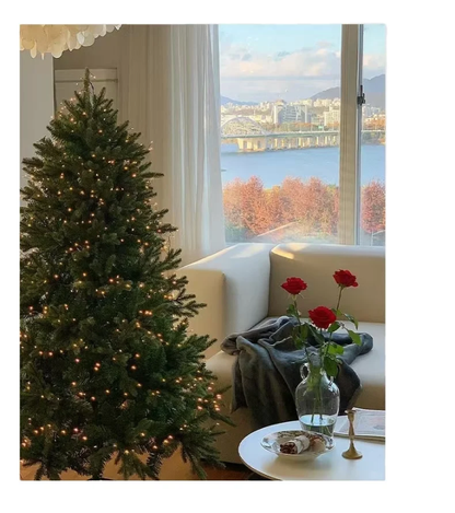 Luxury Artificial Christmas Tree with Warm Lights 210cm