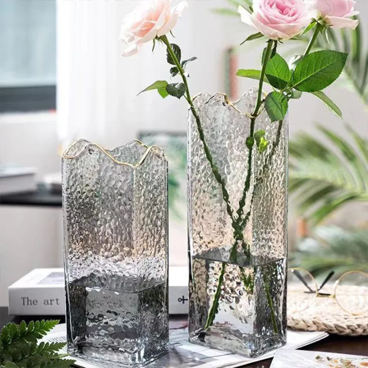Elegant Textured Glass Vases set of 2