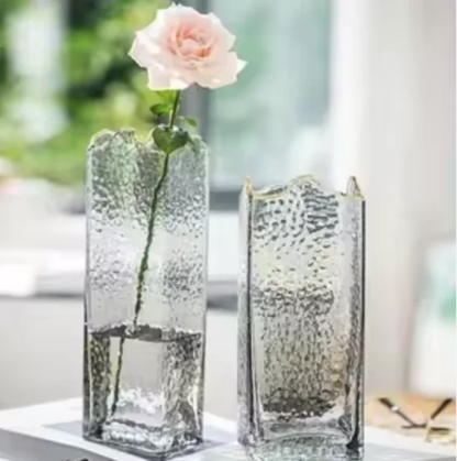 Elegant Textured Glass Vases set of 2