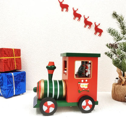 Wooden Christmas Train Décor with Wind-Up Music