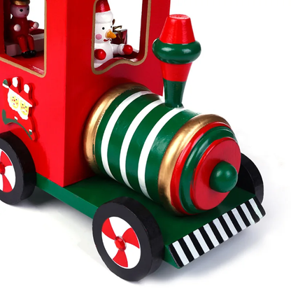 Wooden Christmas Train Décor with Wind-Up Music