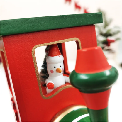 Wooden Christmas Train Décor with Wind-Up Music