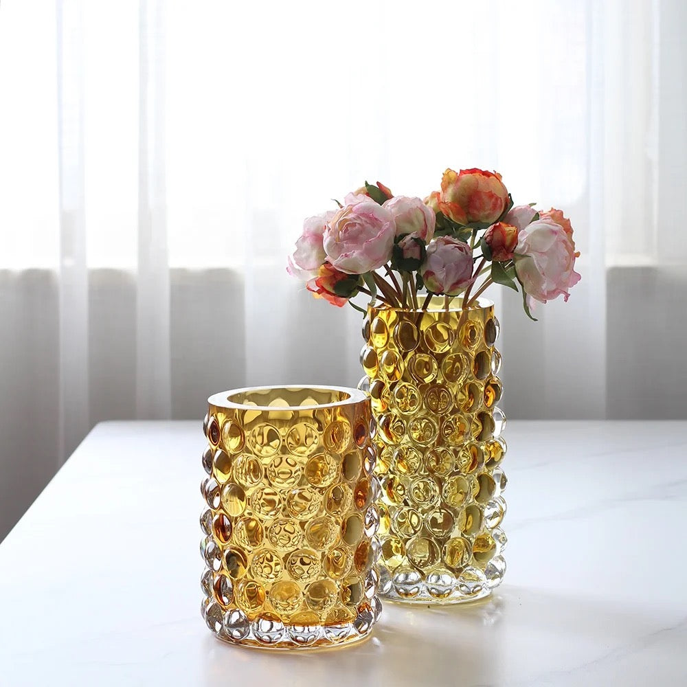 Luxurious Gold Bubble Glass Vases