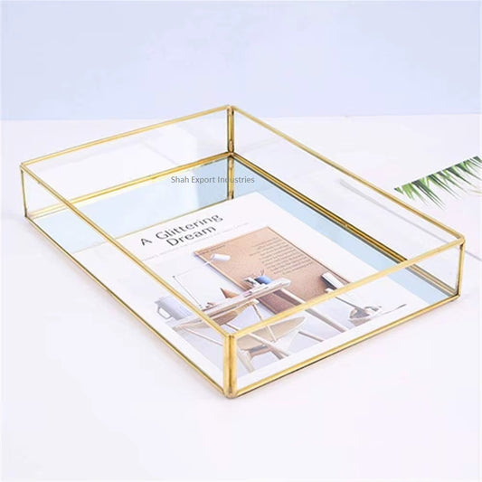 Set Of 2 Sizes Rectangle Mirror Tray